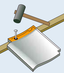 さらに瓦を釘でしっかり固定